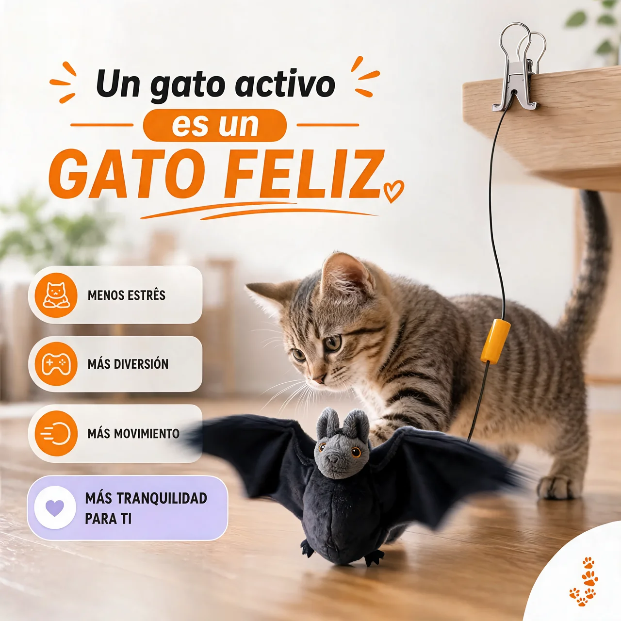Murciélago Volador Interactivo para Gatos